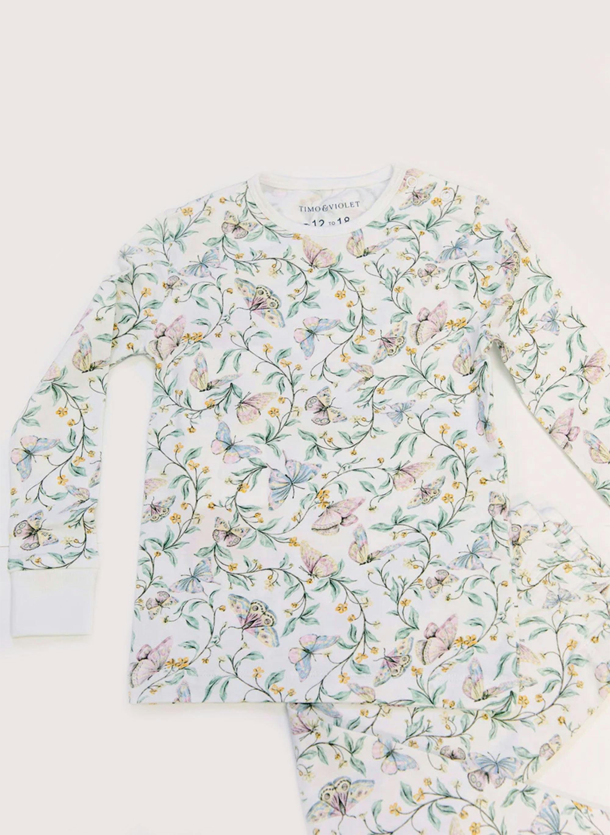 Children's Two Piece Organic Pajamas - Botanical Whisper