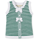 Organic Button Front Sweater Tank with Bows, Green