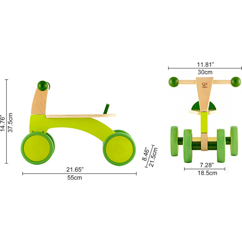Scoot Around Ride-On Wood Balance Bike in Bright Green
