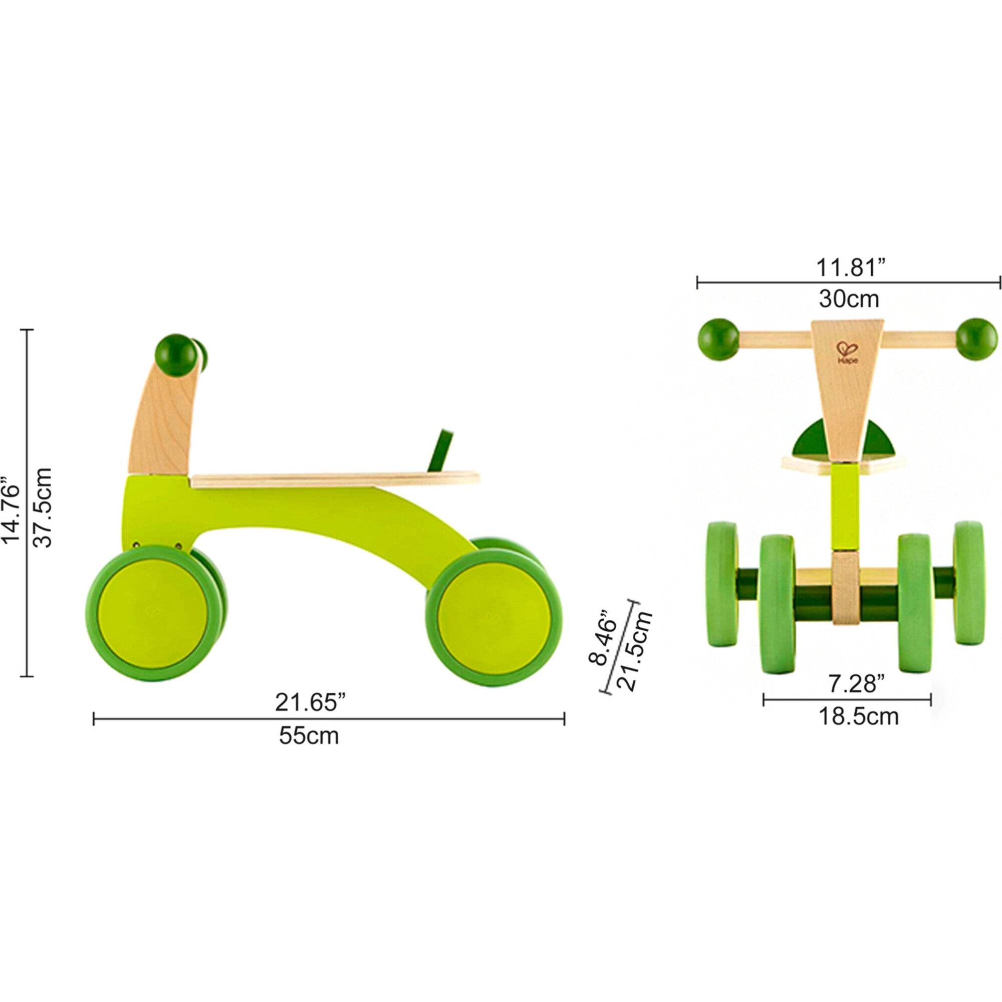 Scoot Around Ride-On Wood Balance Bike in Bright Green