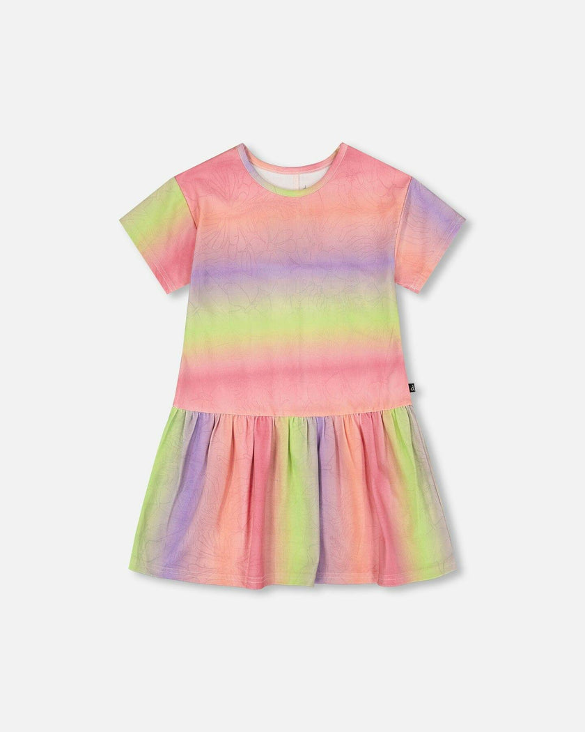 Printed Jersey Dress with Heart Back Cut Out Multicolor - 3