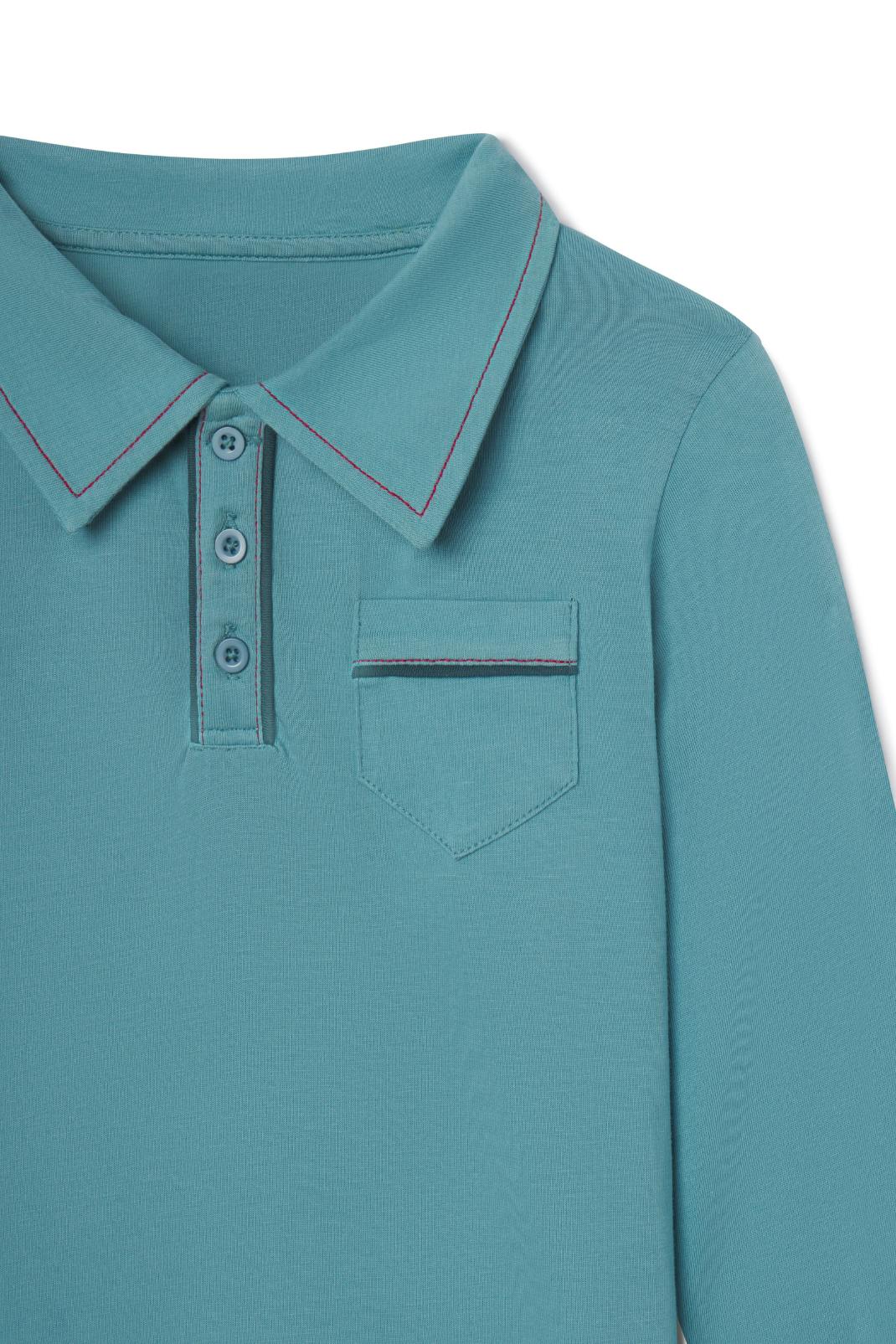 Jackson Long Sleeve Polo in Adriatic Blue