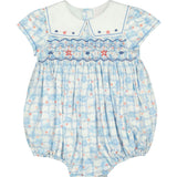 Riviera Floral Blue Short Sleeve Bubble Romper