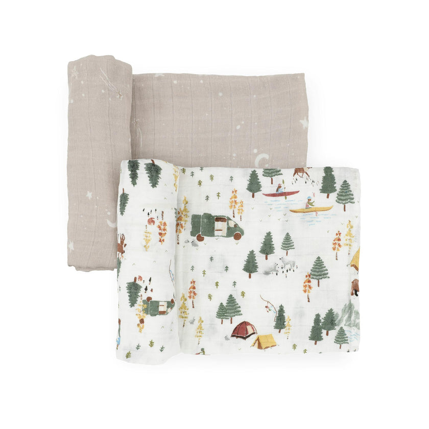 Organic Cotton Muslin Swaddle Blanket 2 Pack - Alpine Adventure