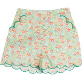 Mabel Floral Scallop Edge High Waisted Shorts in Green (2-12yrs)