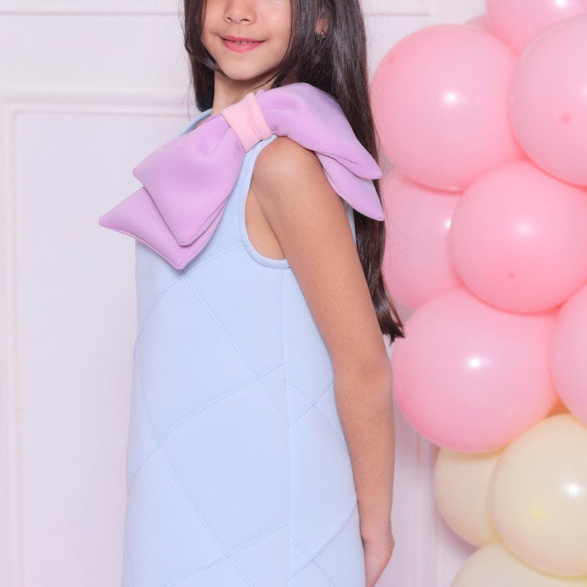 Blue Skylar Bow Dress