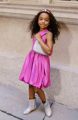 Metallic Bow Bubble Dress