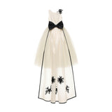 Ivory Rosienne Tulle Overlay Floral Appliqué Dress
