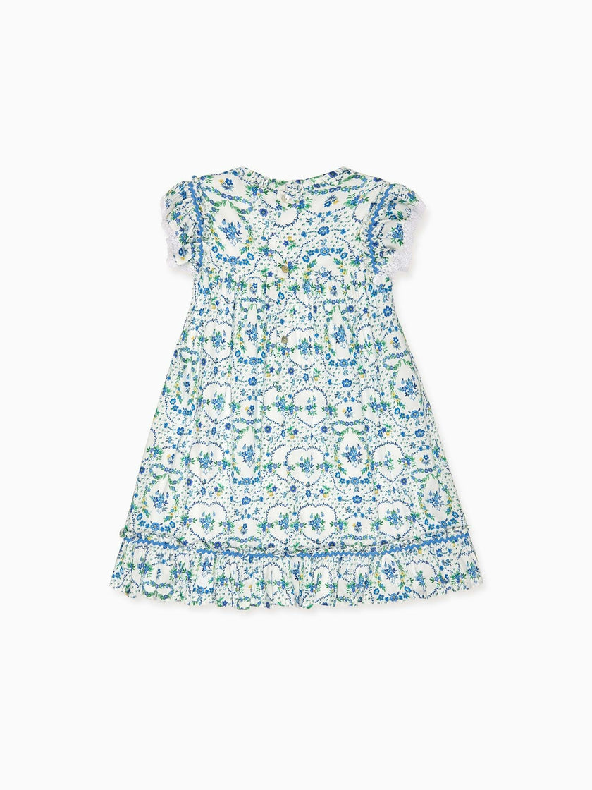 Nicky Hilton x La Coqueta Blue Bow Floral Lily-Grace Girl Empire Dress