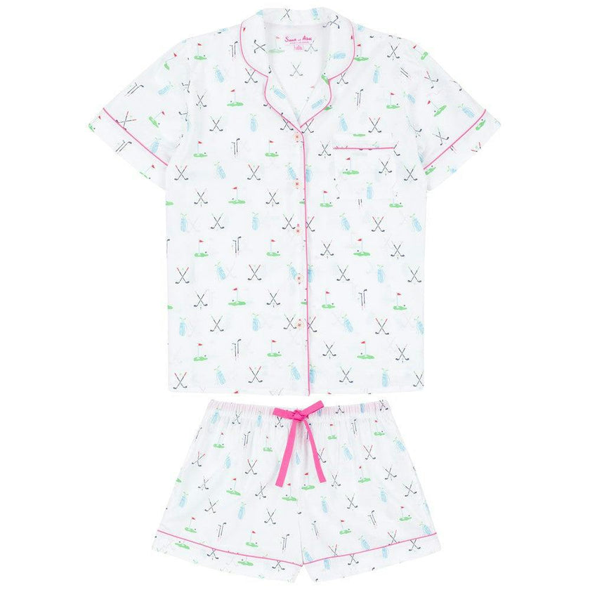 Women's Golf Short PJ Set - Organic Cotton Poplin