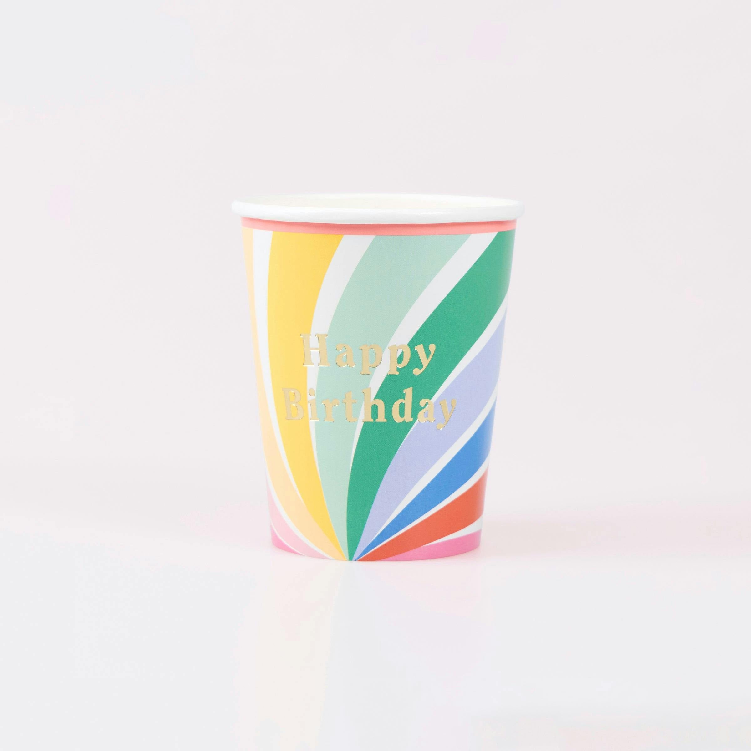 Rainbow Swirl Happy Birthday Cups