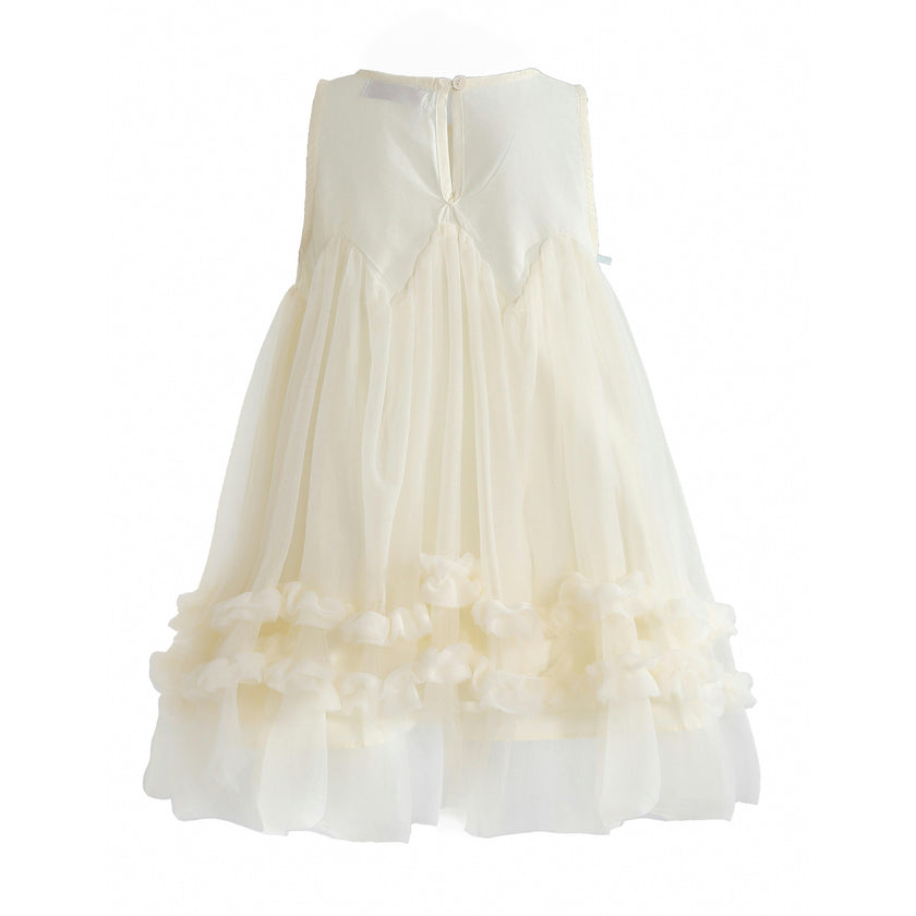 Cream Genevieve Pleated Tulle Dress
