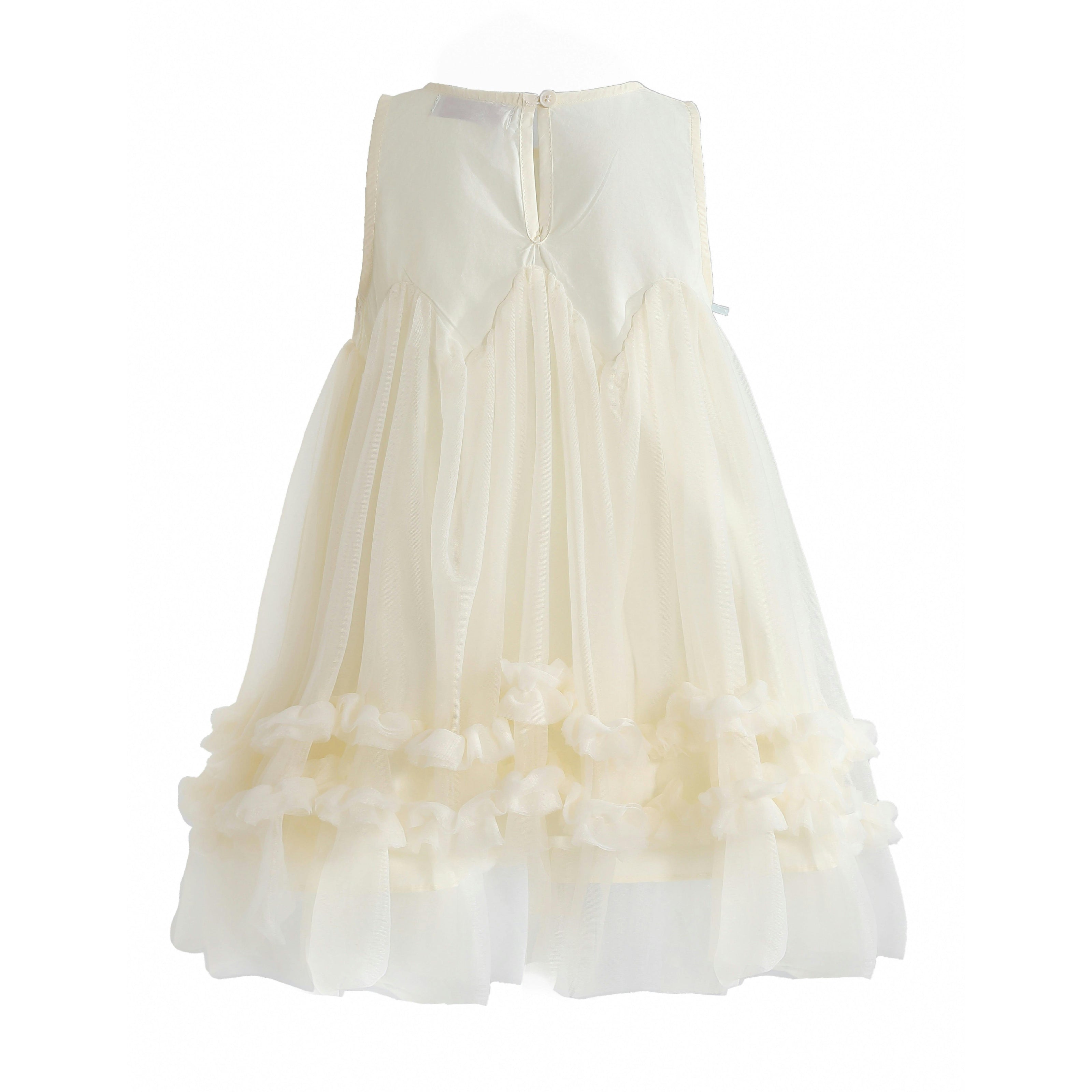 Cream Genevieve Pleated Tulle Dress