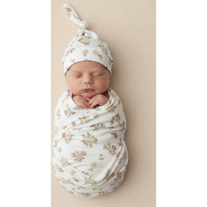 Organic Swaddle Blanket & Hat Set