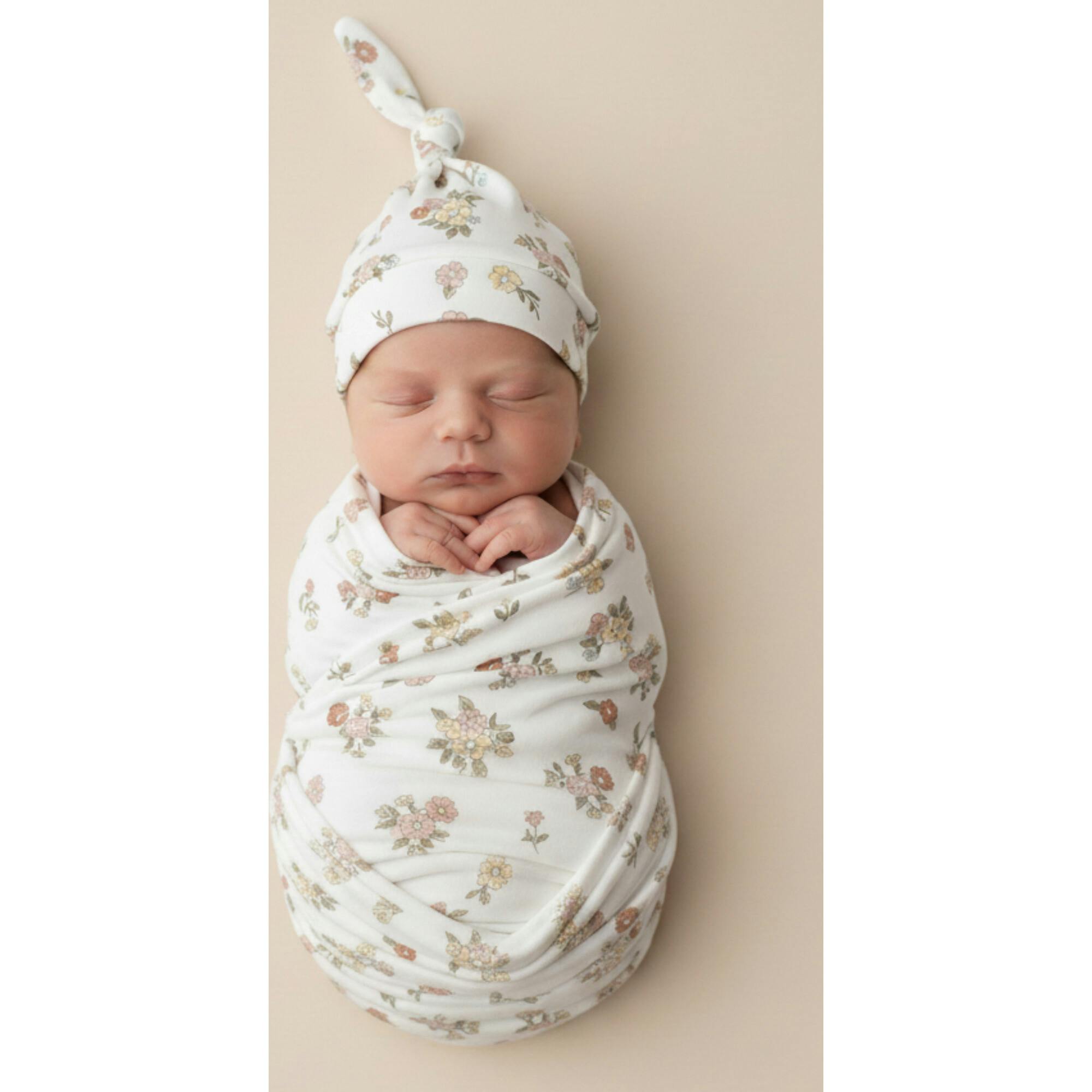Organic Swaddle Blanket & Hat Set