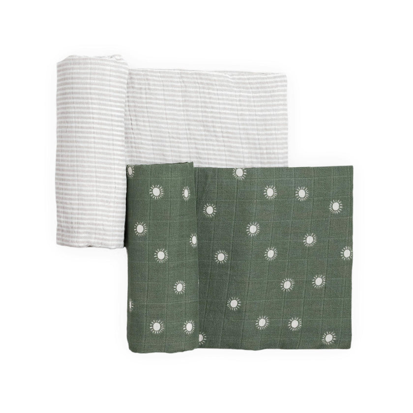 Organic Cotton Muslin Swaddle Blanket 2 Pack - Sage Suns