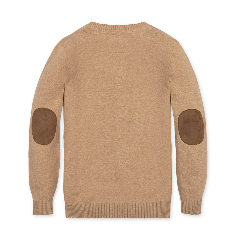 Organic V-Neck Sweater with Elbow Patches