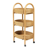Con Handcrafted Rattan Utility Cart Trolley - Wicker