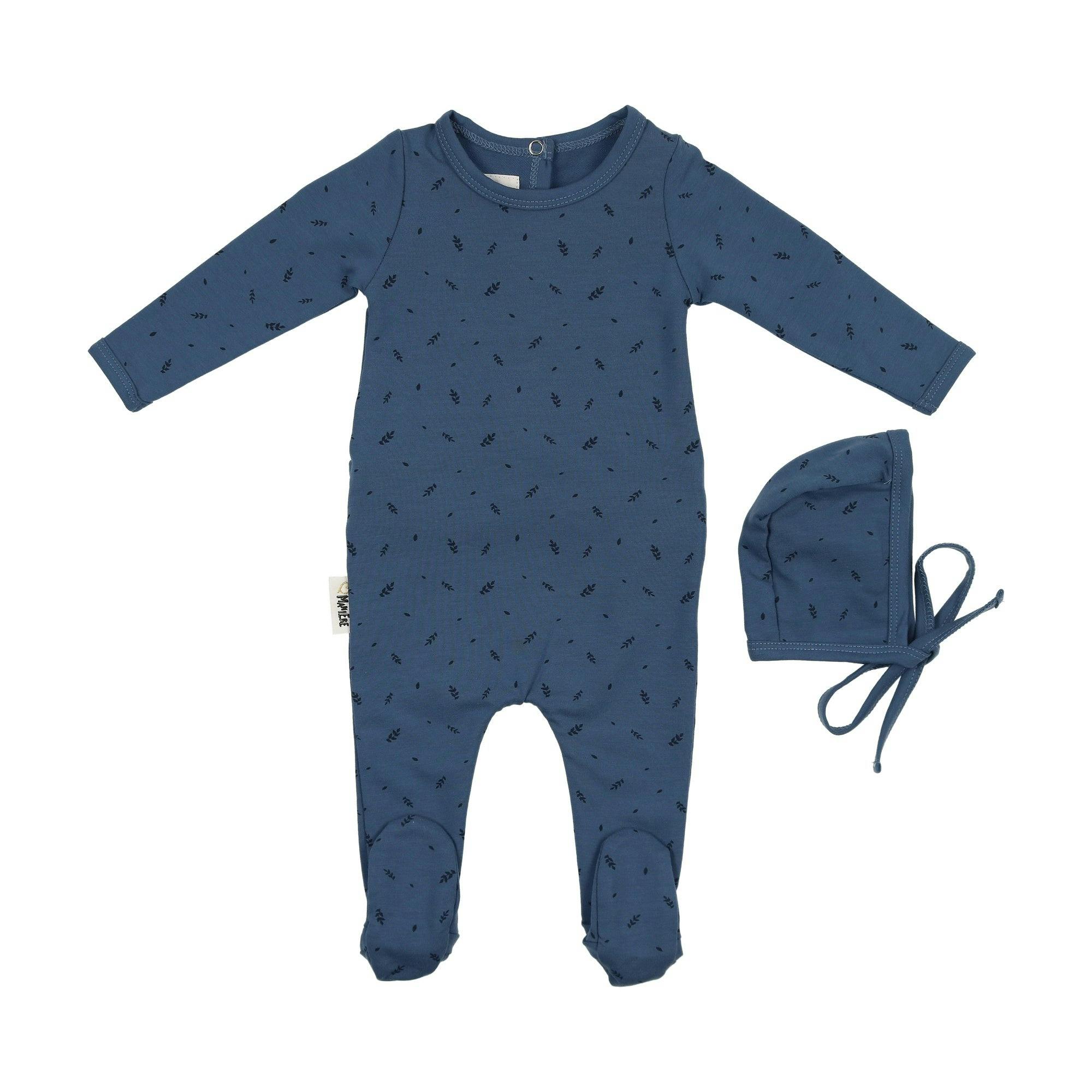 Elegant Leaves Footie and Beanie Set