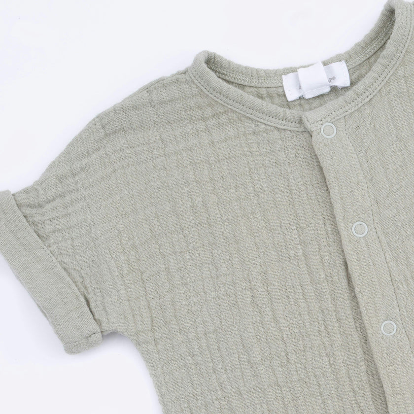 Solid Muslin Desert Green - Dolman Henley Shortall
