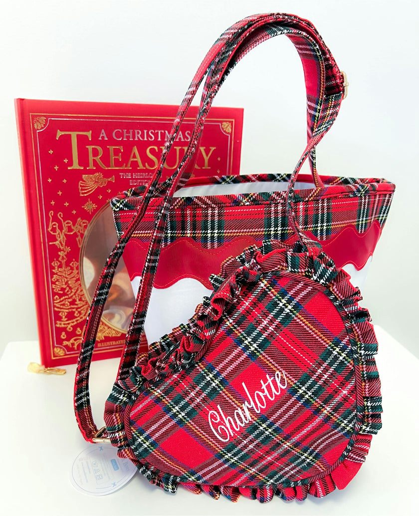 Customizable Plaid Heart Purse