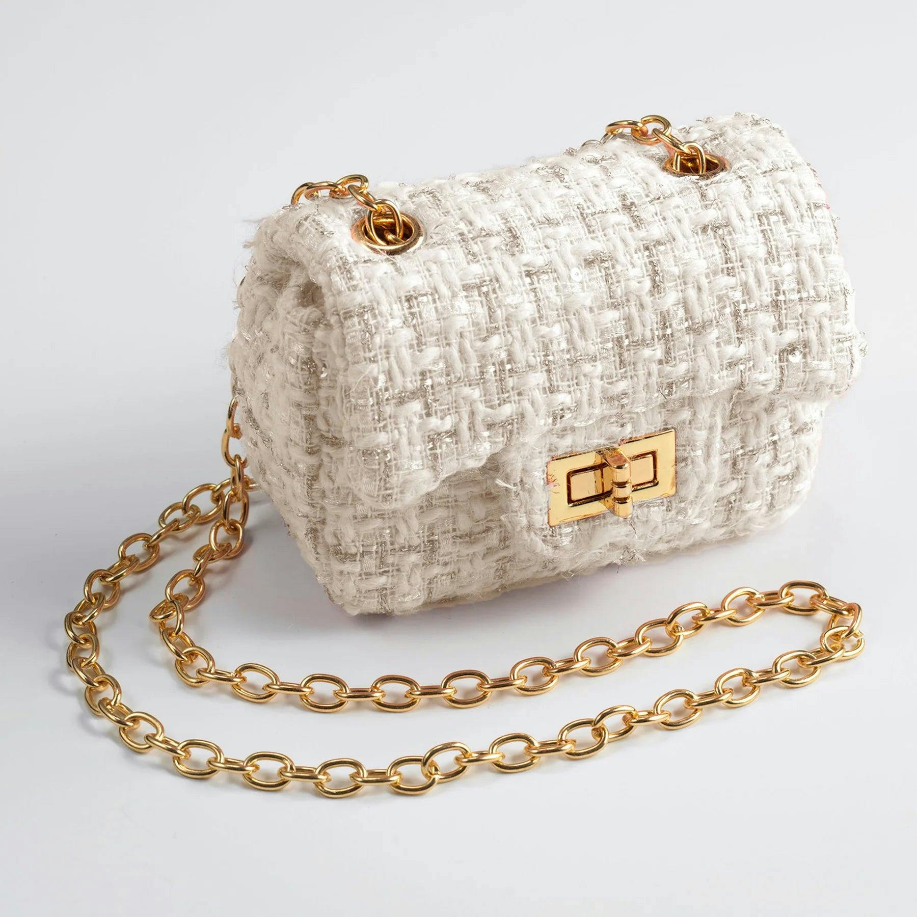 Ivory Tweed Cross Body Bag