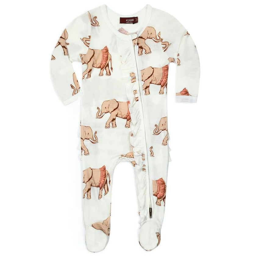 Tutu Bamboo Ruffle Zipper Footed Romper