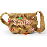 Girls Wicker Crossbody Message Charm Tote