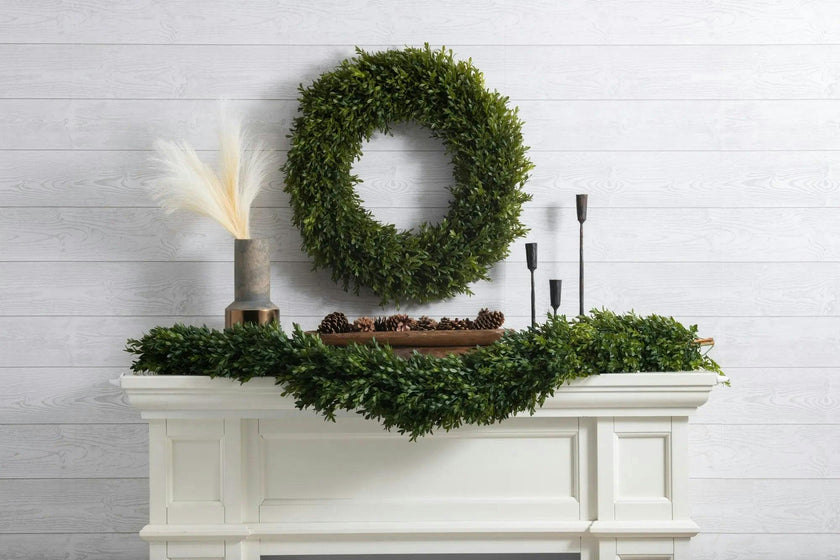 Green Boxwood Artificial All Seasons Greenery Mantel Garland Table Runner