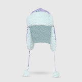 The Cozy Trapper Hat – Bows Print with Pale Aqua Sherpa Liner & Pompoms
