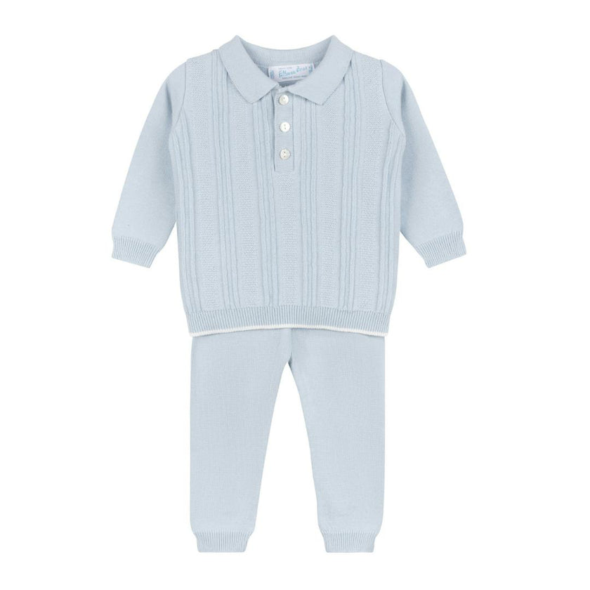 Boys Vertical Ribbed Set Powder Blue