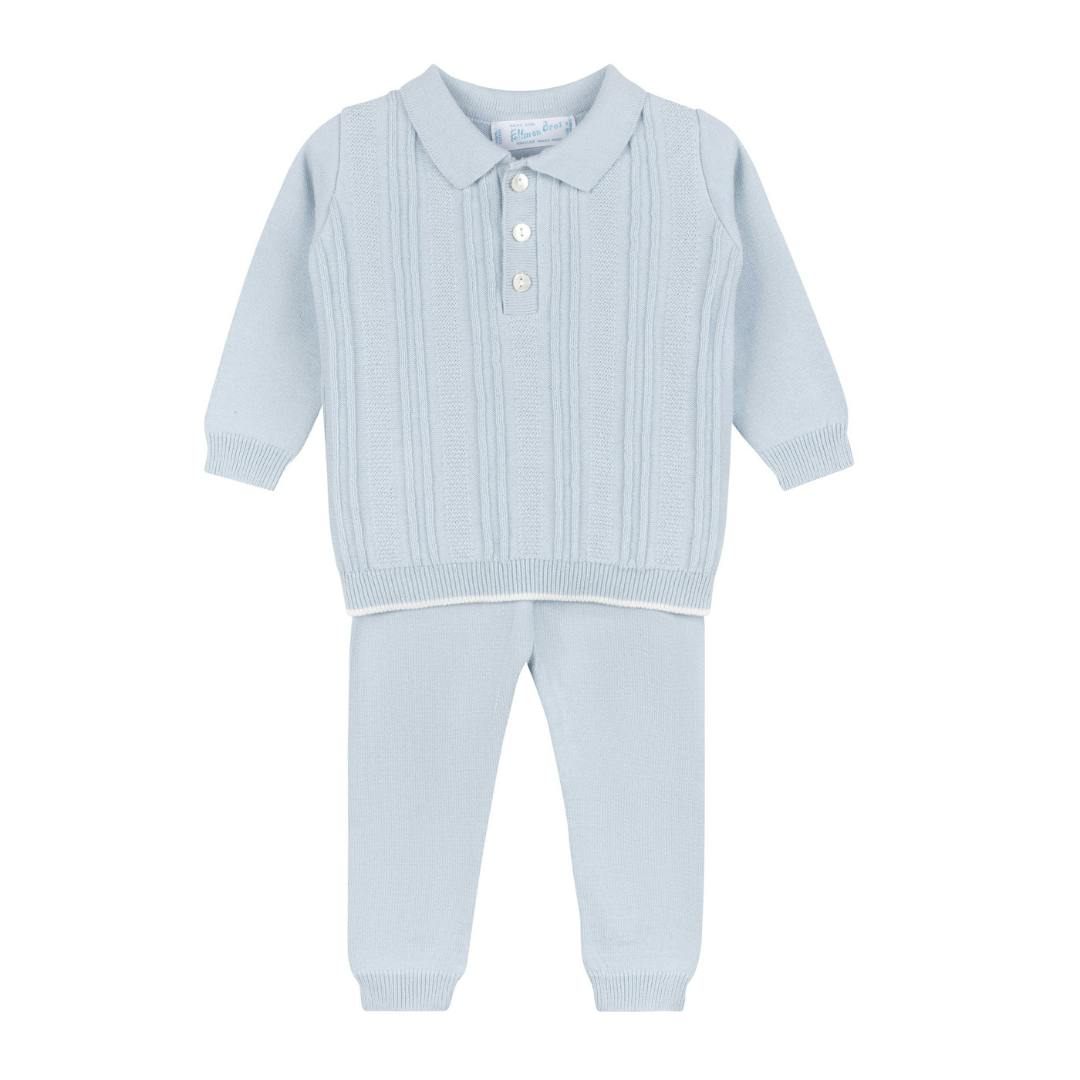 Boys Vertical Ribbed Set Powder Blue