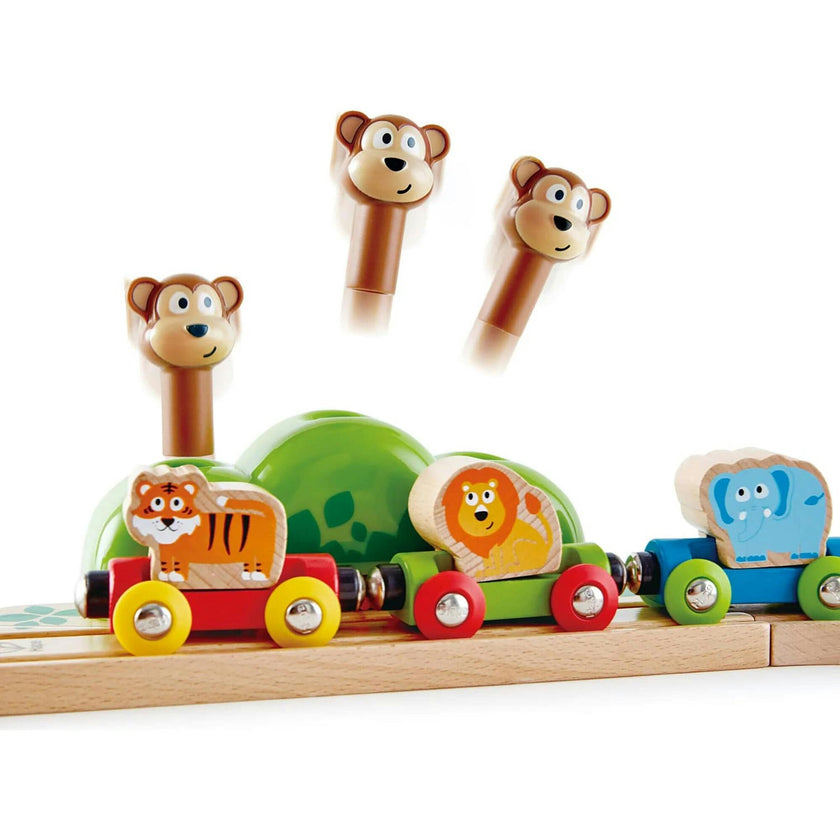 Hape: Music & Monkeys Railway - 19 pc Wooden Train Set