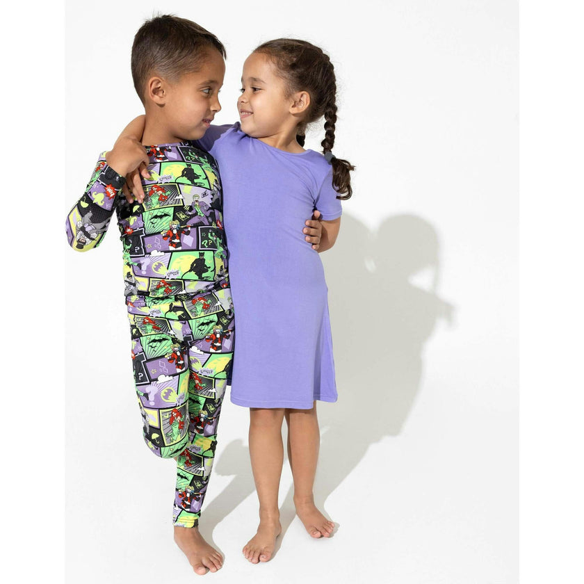 Poppin Purple Bamboo Girls' Short Sleeve Dress