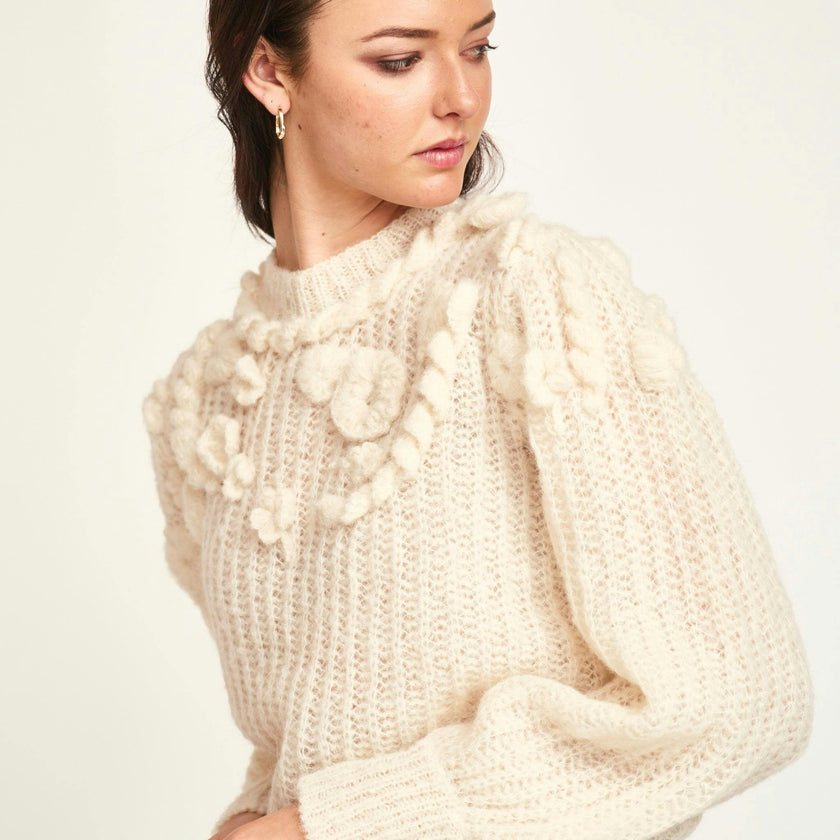 Moritz Embroidered Pullover in Alabaster