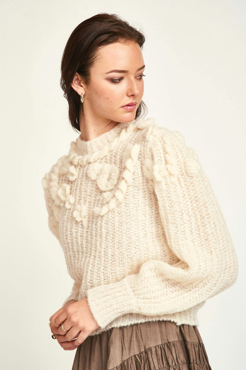 Moritz Embroidered Pullover in Alabaster
