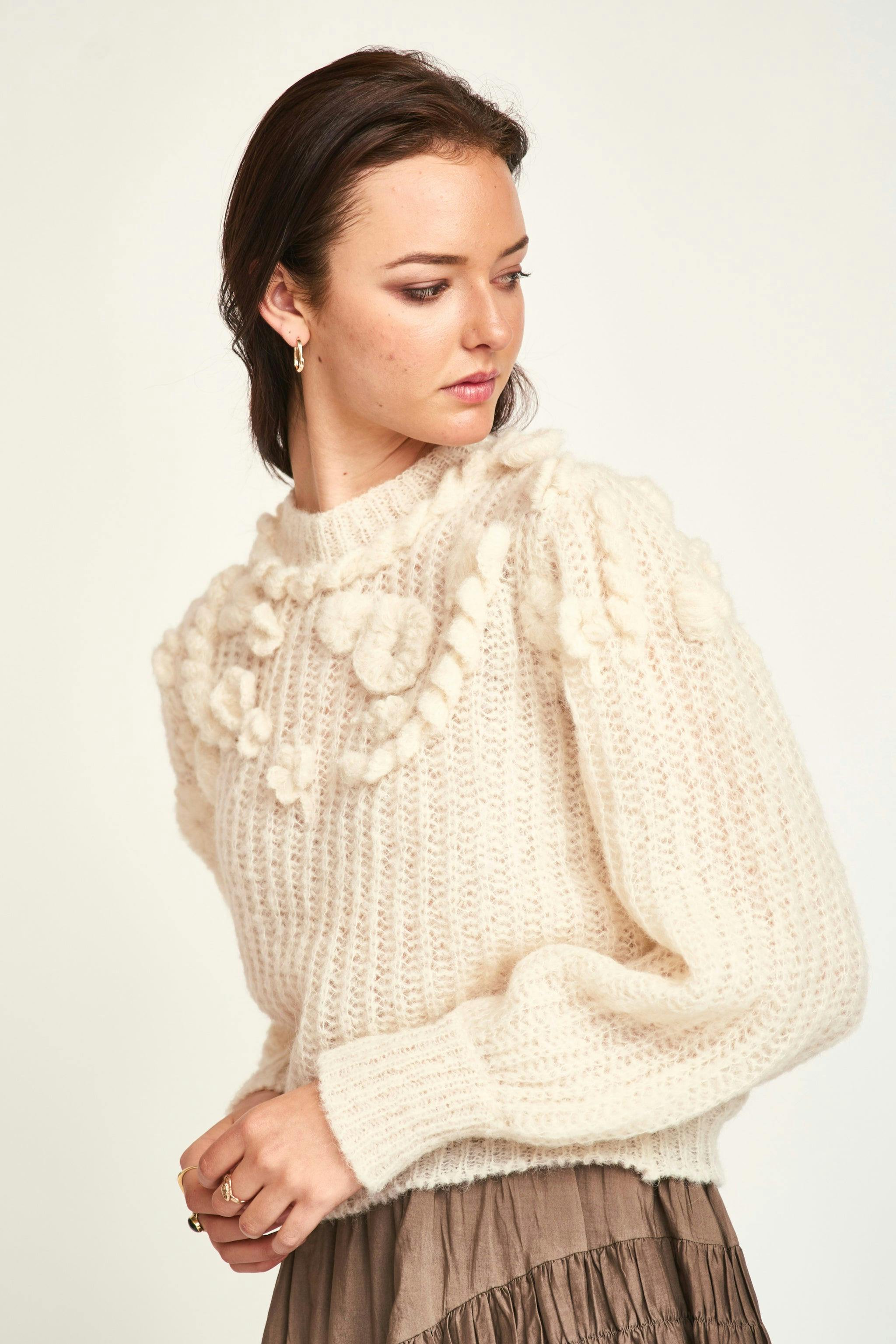 Moritz Embroidered Pullover in Alabaster