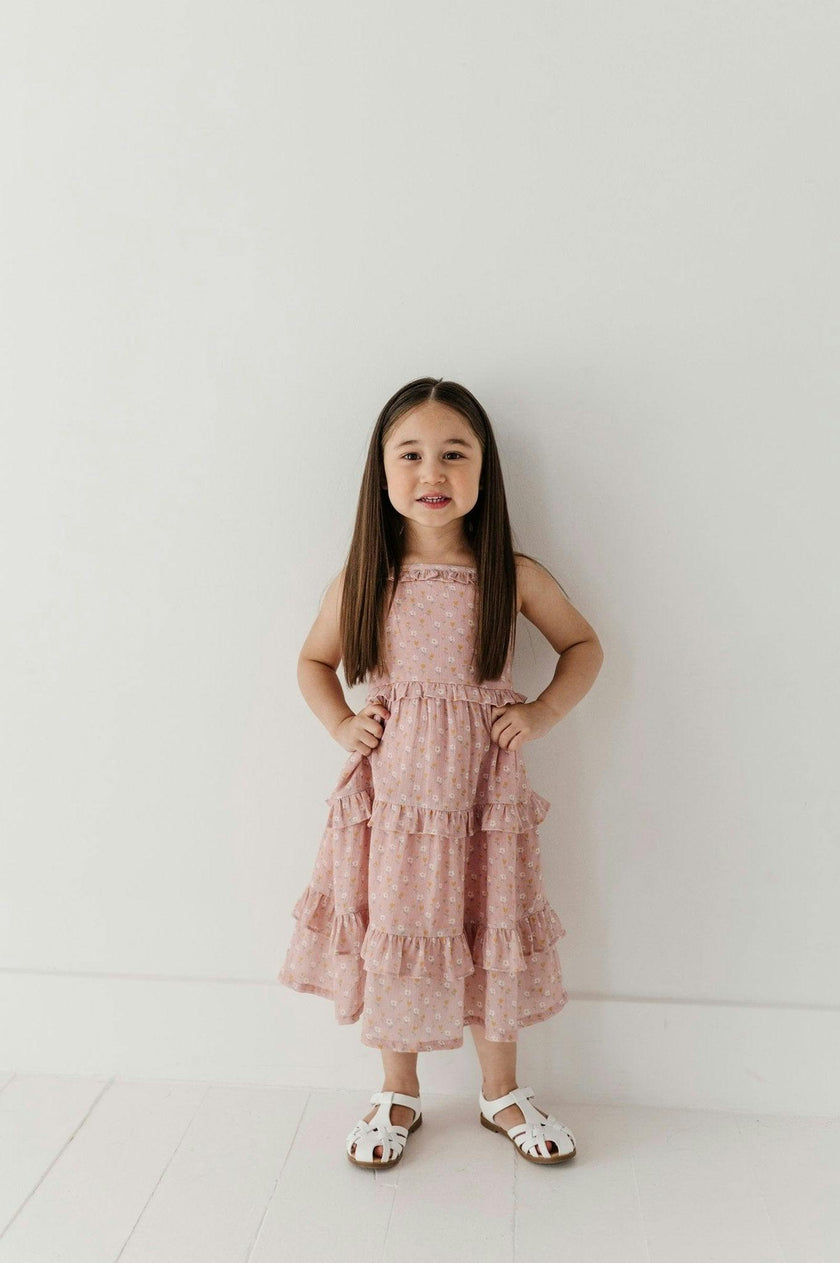 Girls Maxi Dress in Mini Daisy