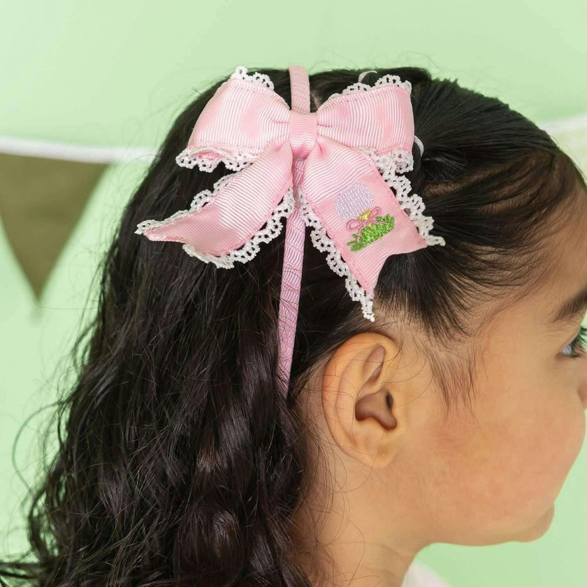 Golf Tee Embroidered Lace Bow Headband