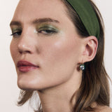 Green Enamel Bezel Drop Earring
