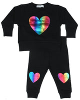 🌈 Toddler Foil Hearts Sweat Set - Rainbow