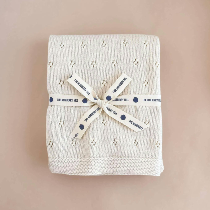 Heirloom Pique Blanket, Cream | Organic Cotton