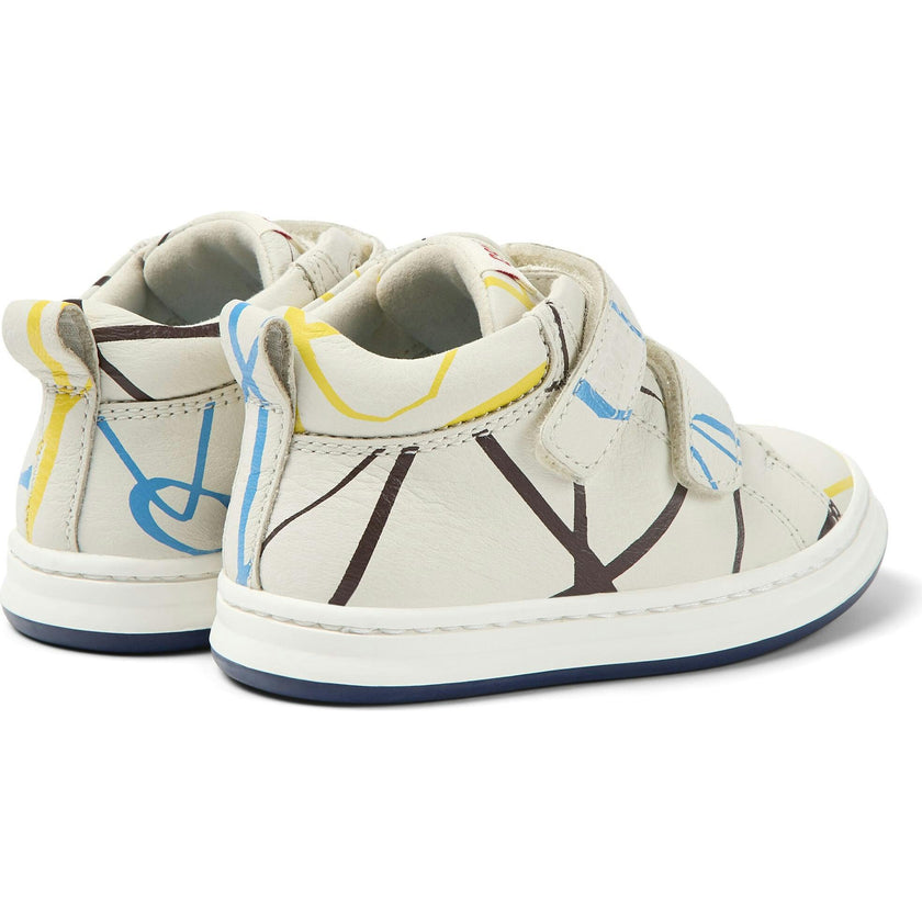 Runner Four Twins 2-Velcro Strap Leather Sneakers, White