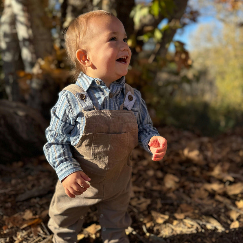 JASPER Navy Multi Plaid Woven Onesie
