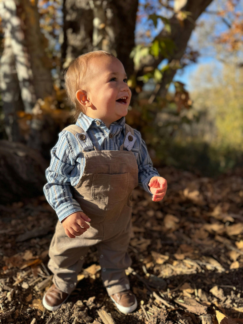 JASPER Navy Multi Plaid Woven Onesie