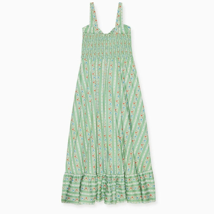 Sage Floral Stripe Toledo Women Midi Dress
