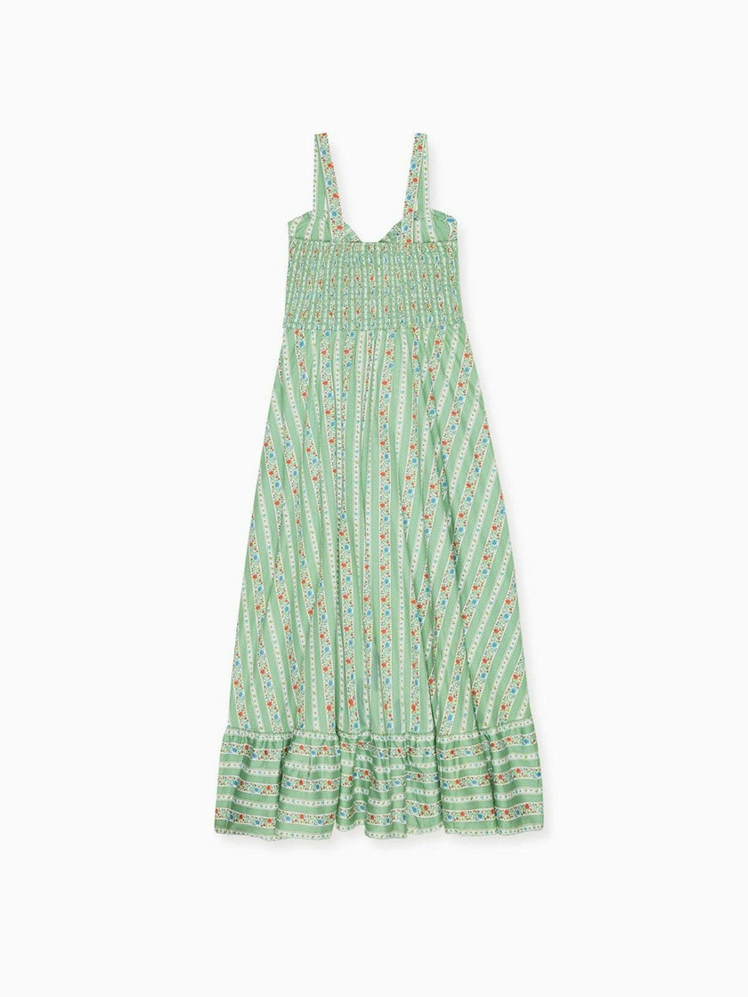 Sage Floral Stripe Toledo Women Midi Dress