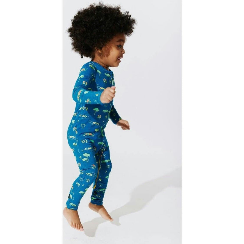 Monaco Blue Bamboo Convertible Footie
