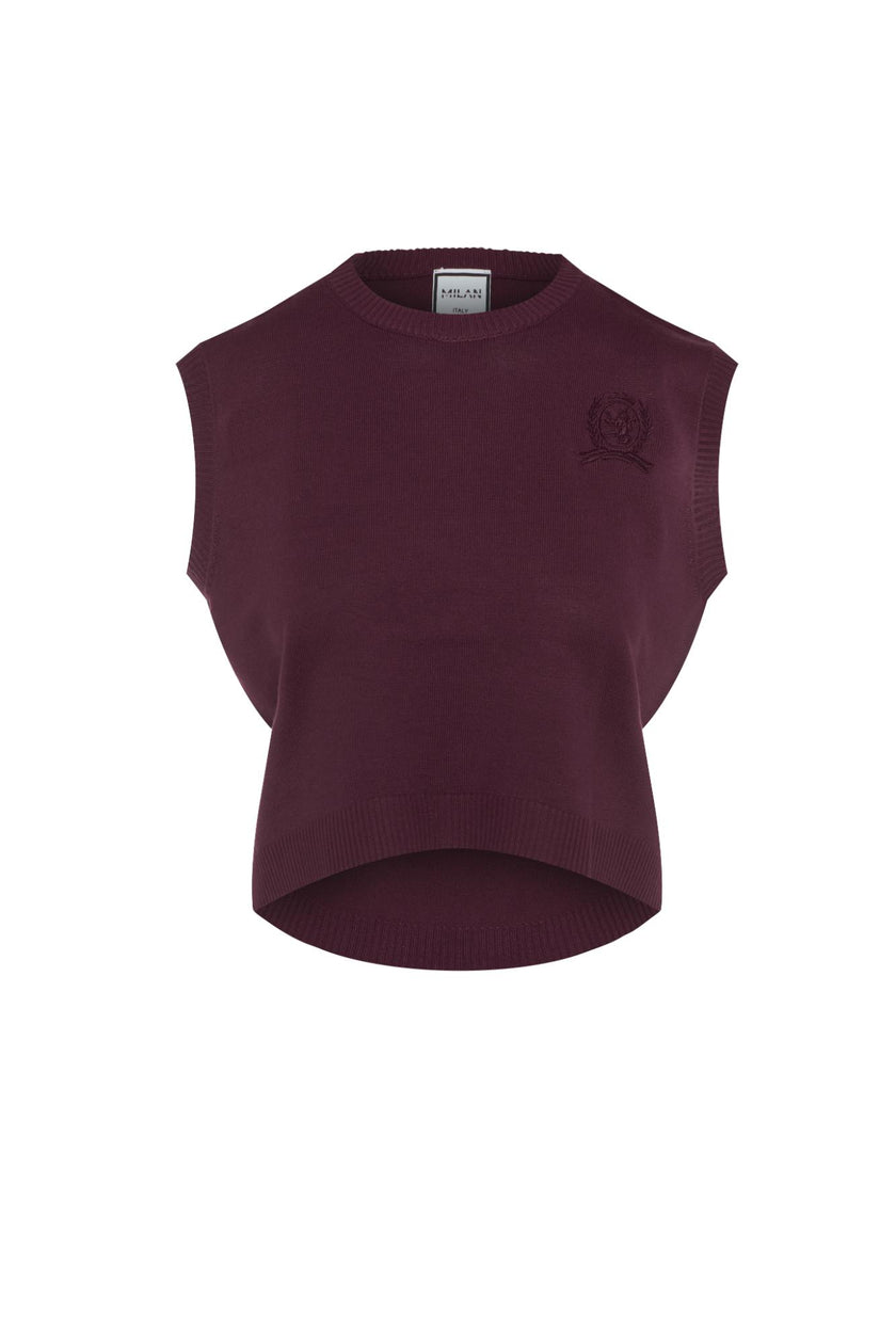 Embrodery Knit High Low Vest