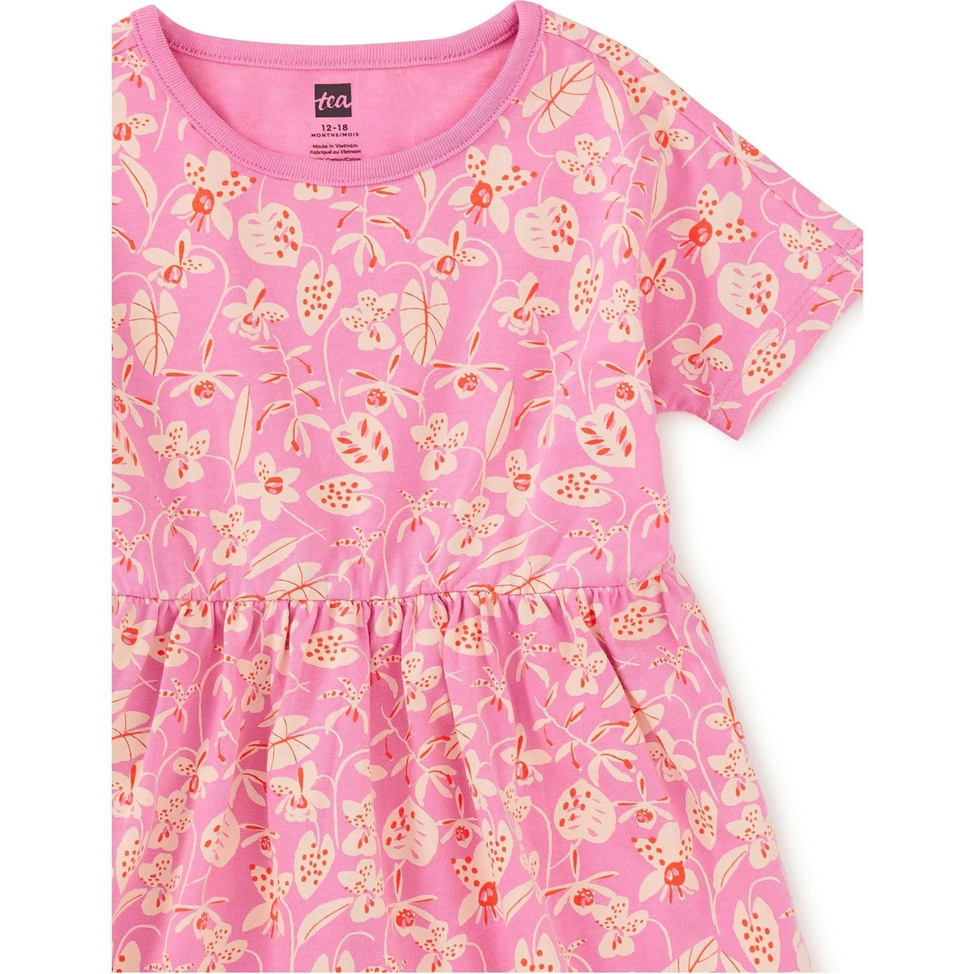 Short Sleeve Twirl Dress, Pink